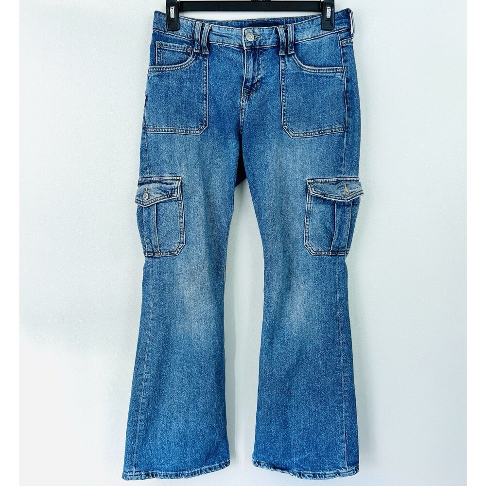 Vintage Aéropostale Mid-Rise Flare Cargo Jeans Comfort Stretch Y2K Flattering 8R